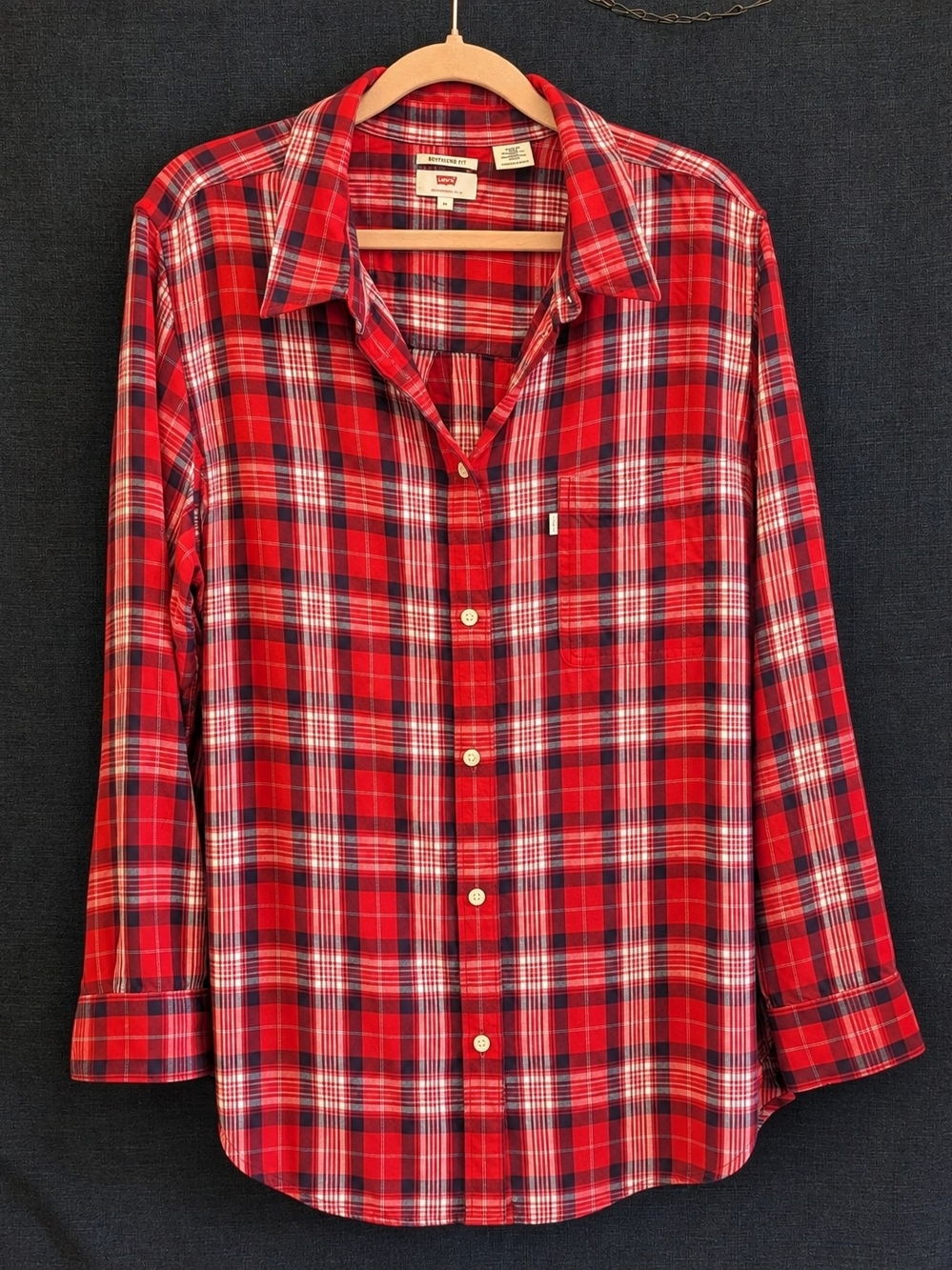 Levi's Red Plaid Casual Button-Down Shirt